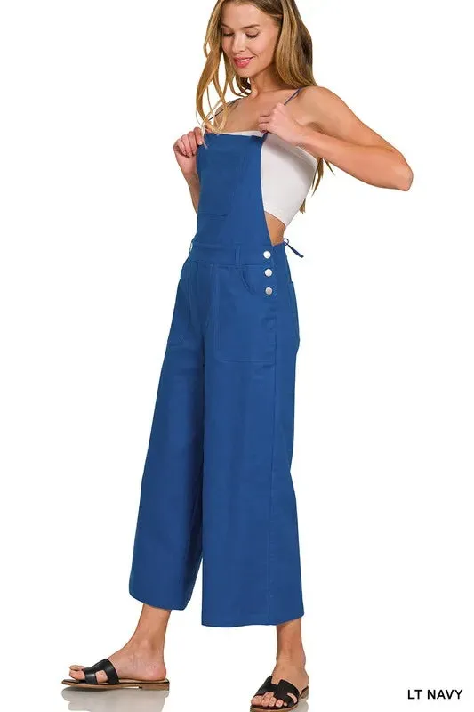Zenana Woven Spaghetti Strap Overalls