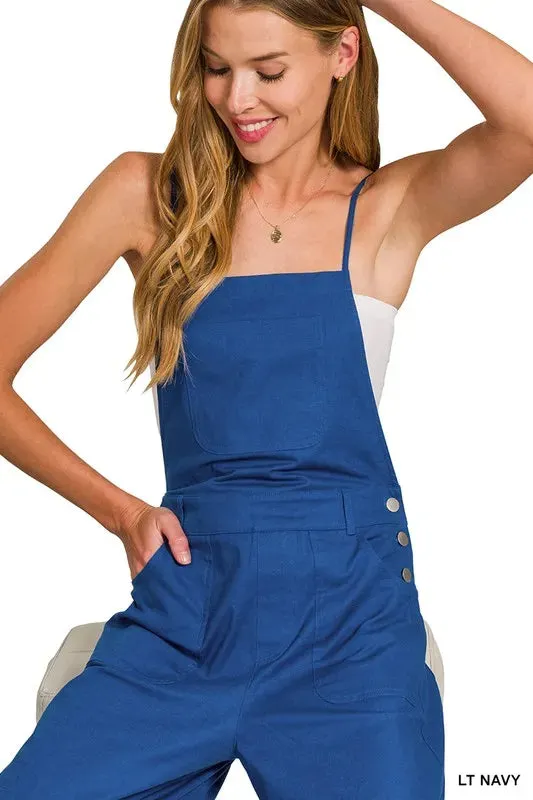 Zenana Woven Spaghetti Strap Overalls